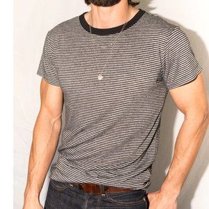 Mika Jaymes Men's Relaxed Contrast Crew Neck Stripe Tee